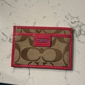 Coach Tan and Pink Card Holder